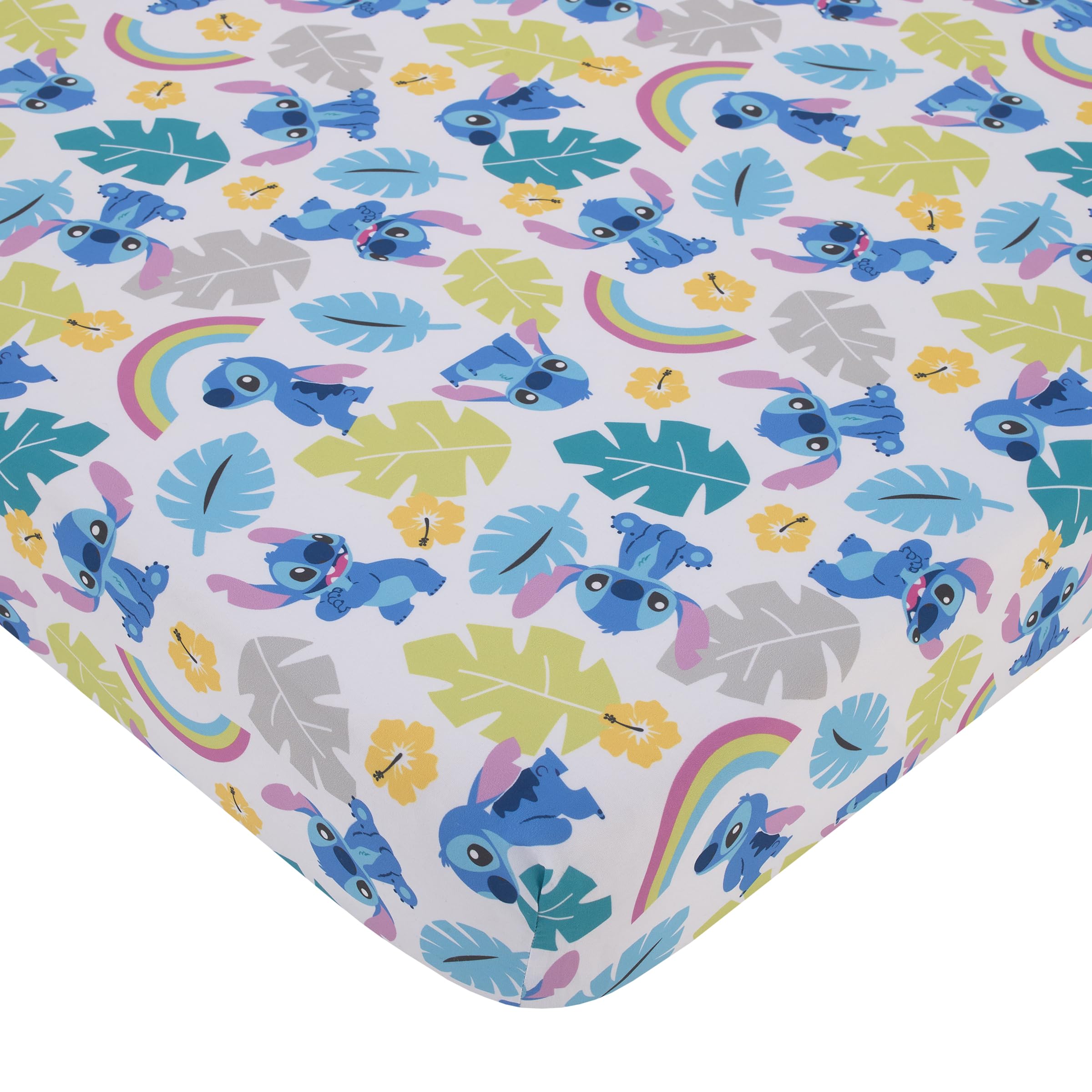 Foto 1 | Sábana Para Cuna Nojo Disney Stitch Azul, Verde Azulado, Lima Y Blanco - Venta Internacional.