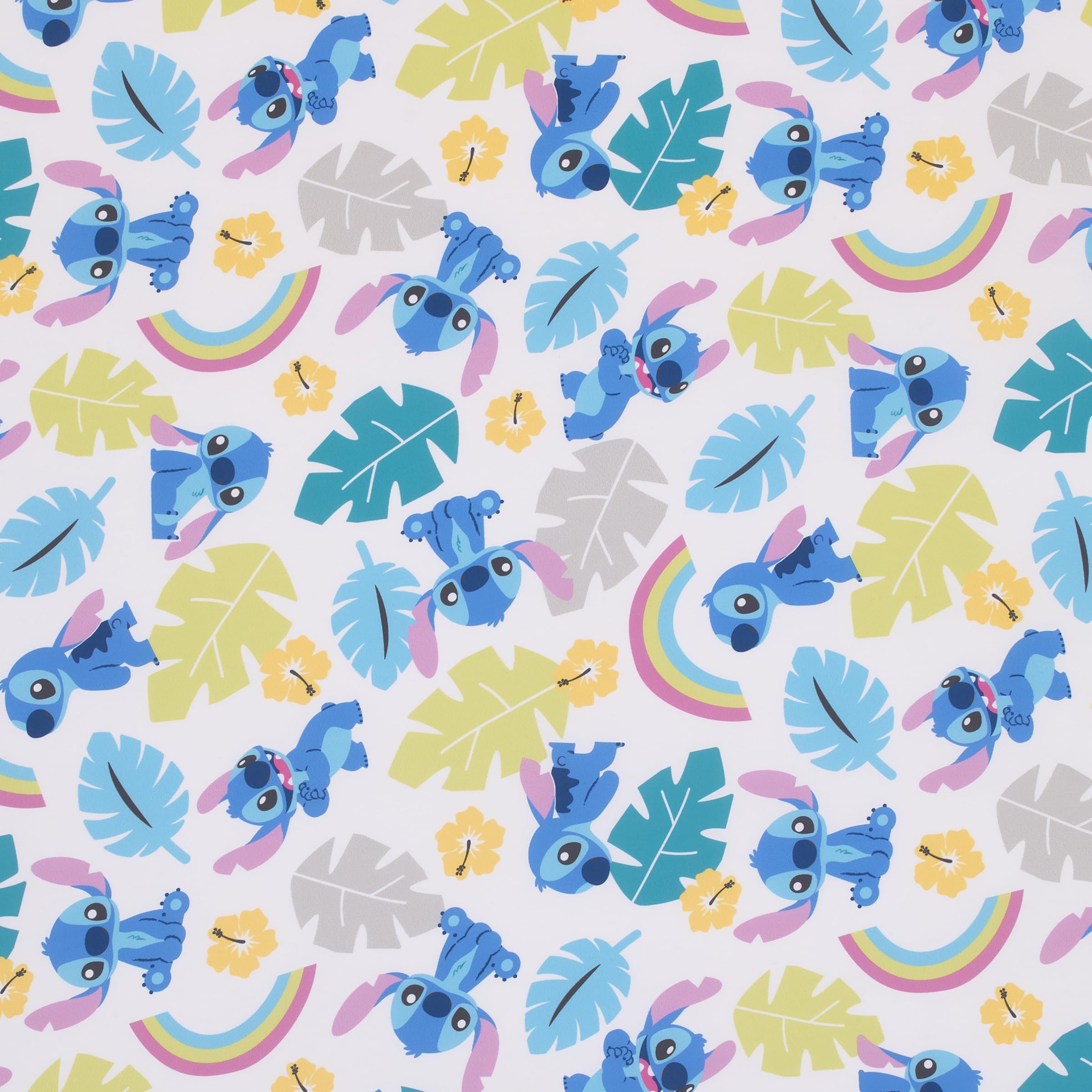 Foto 2 | Sábana Para Cuna Nojo Disney Stitch Azul, Verde Azulado, Lima Y Blanco - Venta Internacional.