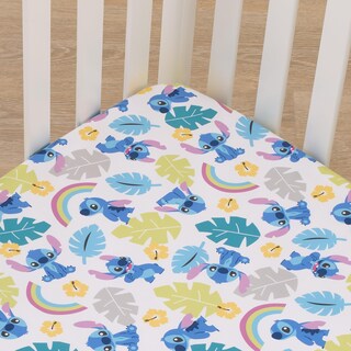 Foto 3 | Sábana Para Cuna Nojo Disney Stitch Azul, Verde Azulado, Lima Y Blanco - Venta Internacional.