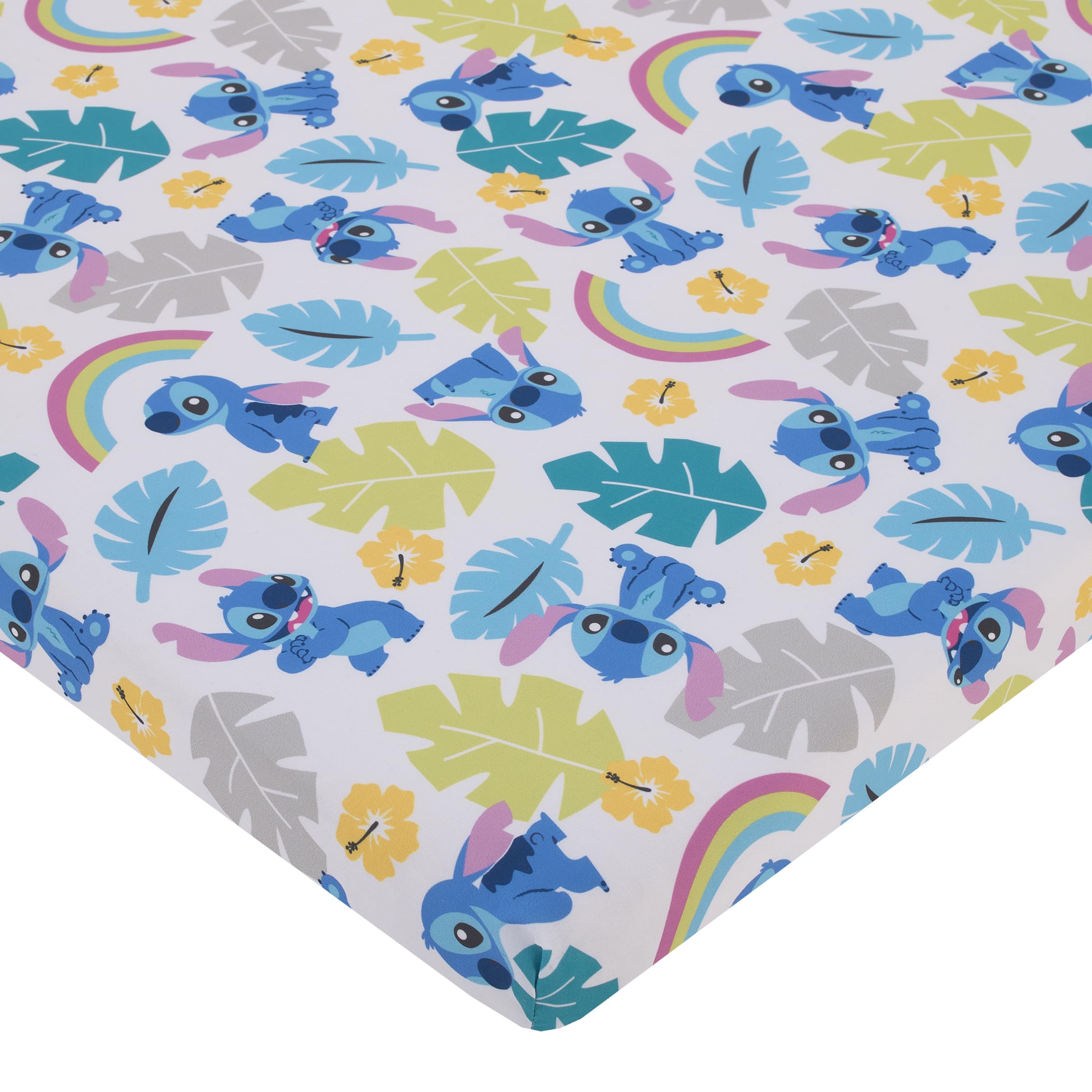 Foto 1 | Sábana Para Cuna Nojo Disney Stitch Azul, Verde Azulado, Lima Y Blanco - Venta Internacional.