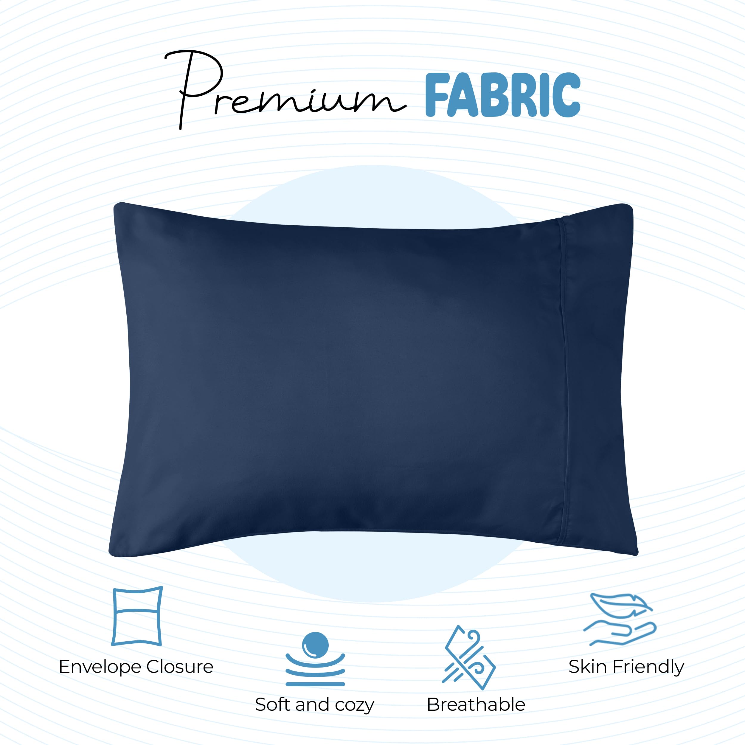 Foto 3 | Fundas De Almohada Utopia Bedding Para Niños Pequeños, 13 X 18 Cm, Paquete De 2, Color Azul Marino - Venta Internacio