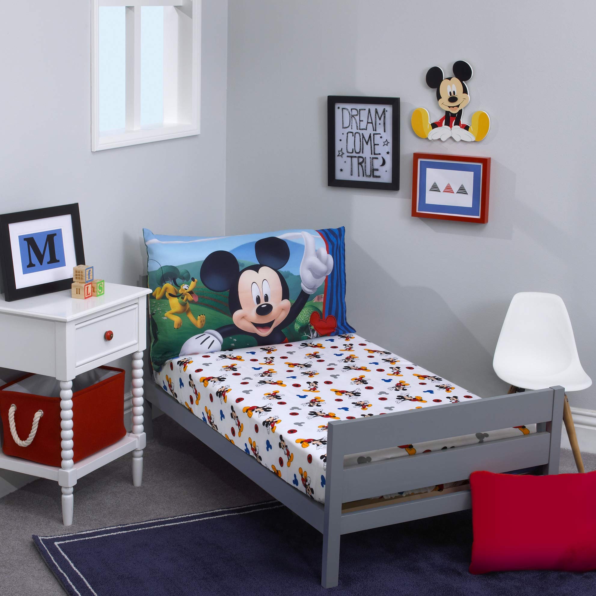 Foto 2 pulgar | Juego De Sábanas Disney Mickey Mouse De 2 Piezas Para Niños Pequeños, Azul, Rojo Y Amarillo - Venta Internacional.