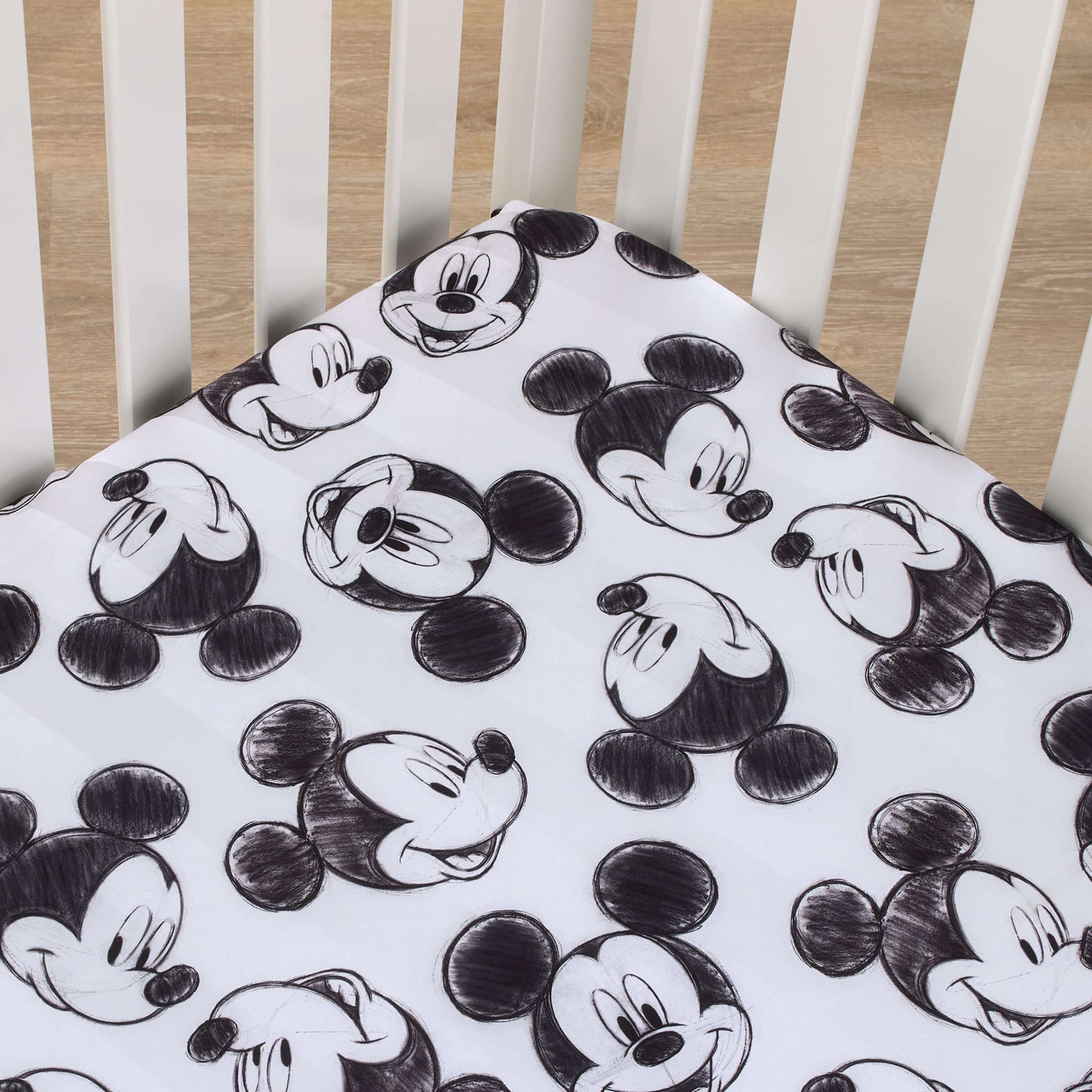 Foto 4 pulgar | Sábana Bajera Ajustable Para Minicuna Disney Mickey Mouse, Color Negro Antracita - Venta Internacional.