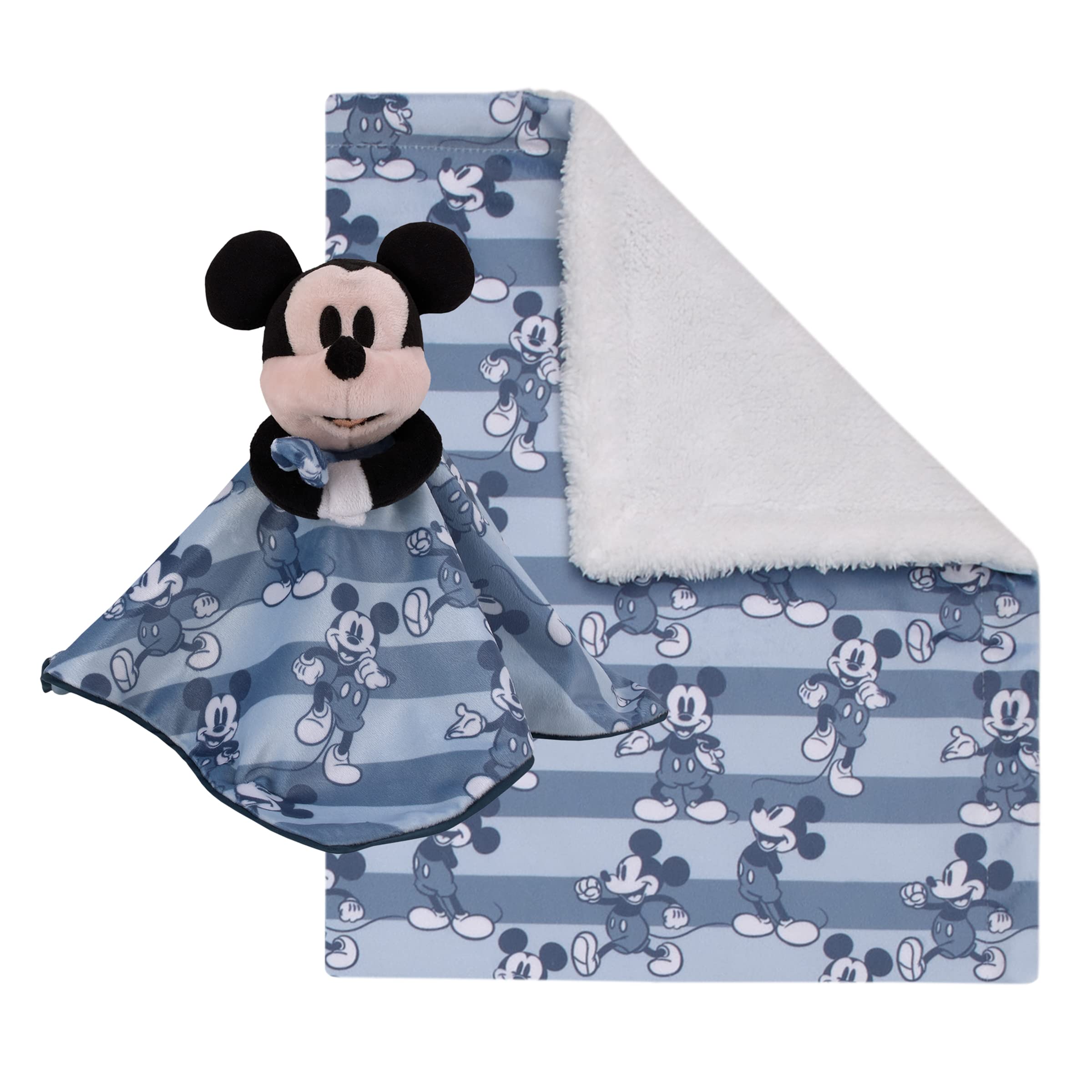 Foto 2 pulgar | Set De Mantas Disney Mickey Mouse Con Rayas Azules Y Azul Marino Para Bebé - Venta Internacional.
