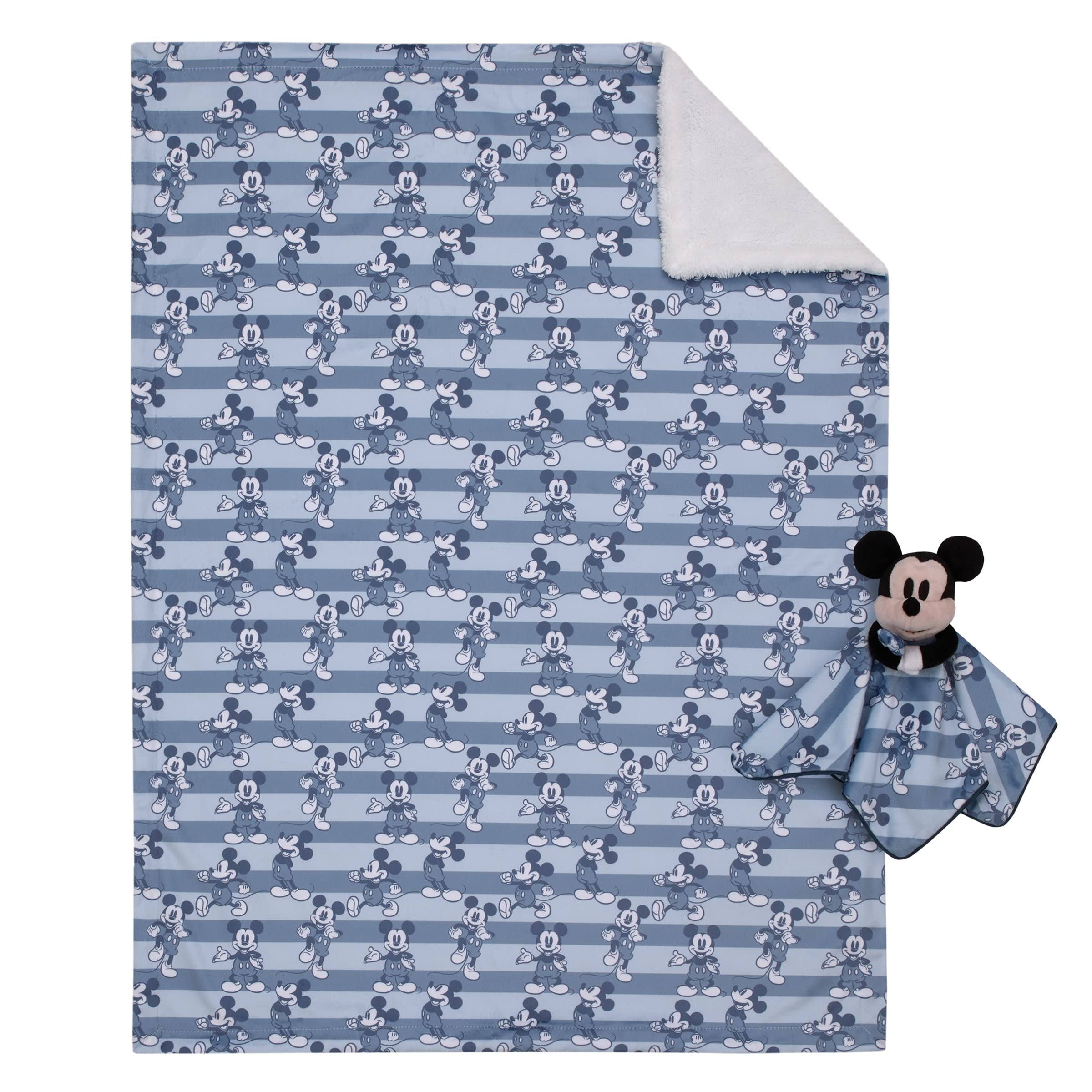 Foto 7 pulgar | Set De Mantas Disney Mickey Mouse Con Rayas Azules Y Azul Marino Para Bebé - Venta Internacional.