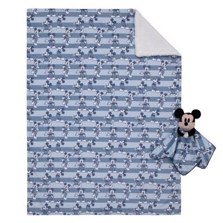 Foto 6 | Set De Mantas Disney Mickey Mouse Con Rayas Azules Y Azul Marino Para Bebé - Venta Internacional.