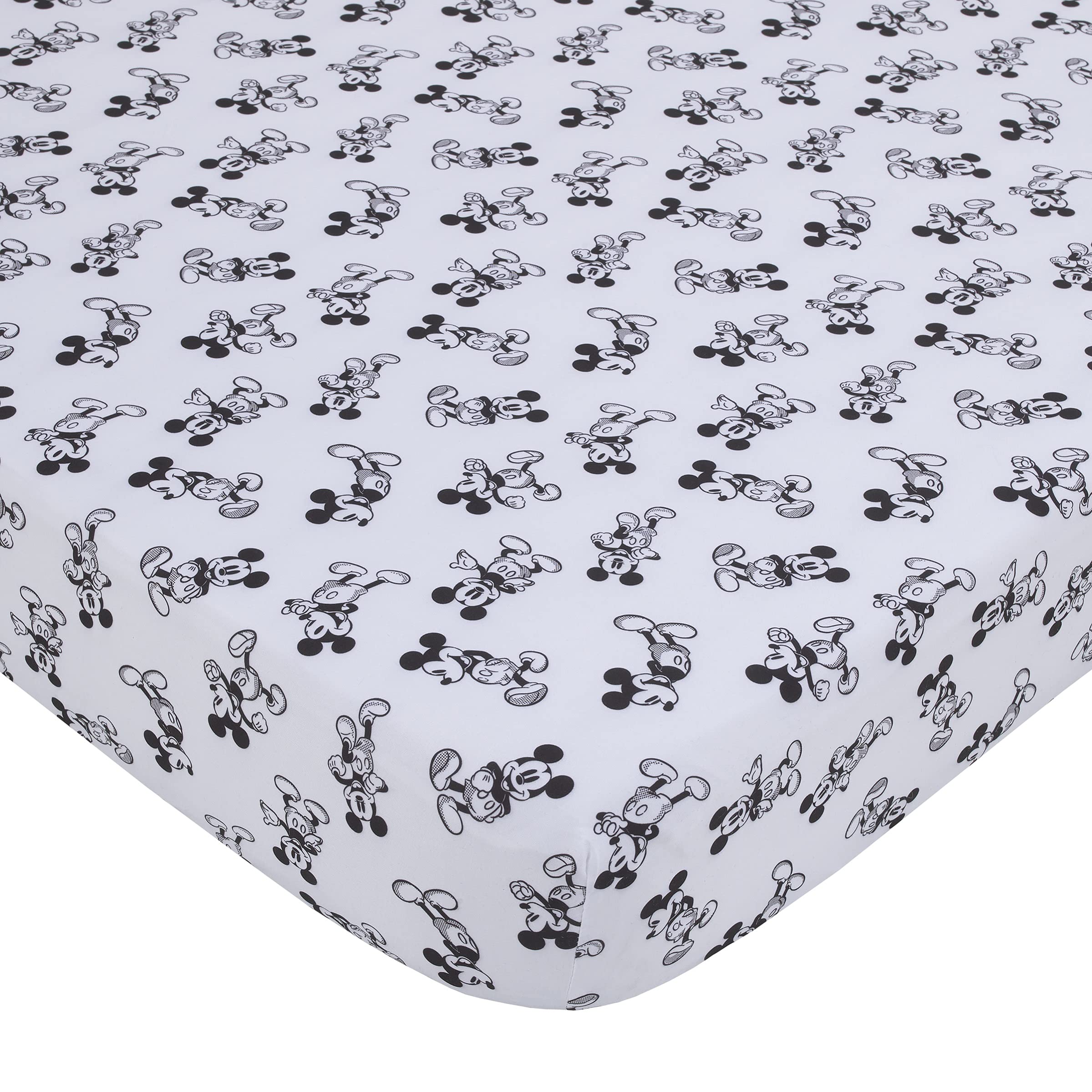 Sábana Para Cuna Disney Mickey Mouse Timeless Mickey En Blanco Y Negro - Venta Internacional.