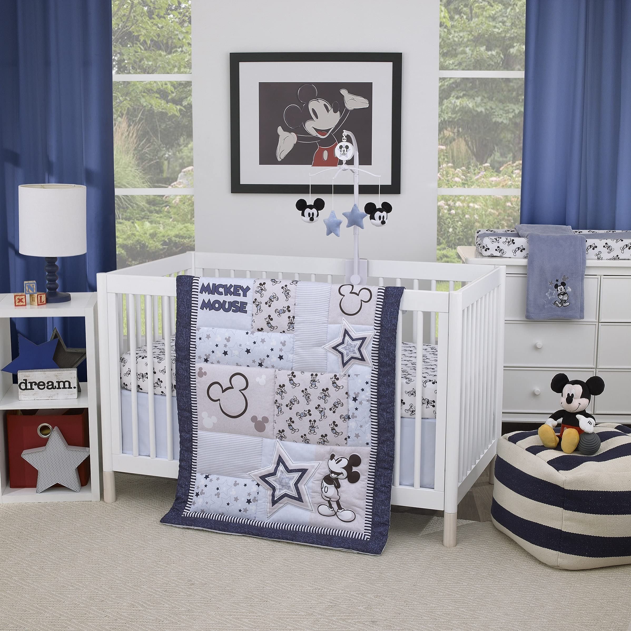 Foto 5 | Sábana Para Cuna Disney Mickey Mouse Timeless Mickey En Blanco Y Negro - Venta Internacional.