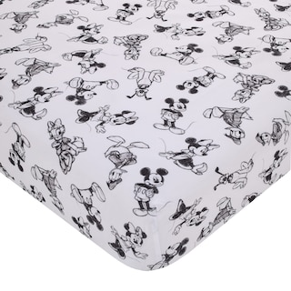 Foto 1 | Sábana Para Cuna Disney Mickey Mouse, Color Carbón, Negro Y Blanco, Poliéster - Venta Internacional.