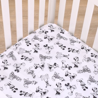 Foto 3 | Sábana Para Cuna Disney Mickey Mouse, Color Carbón, Negro Y Blanco, Poliéster - Venta Internacional.