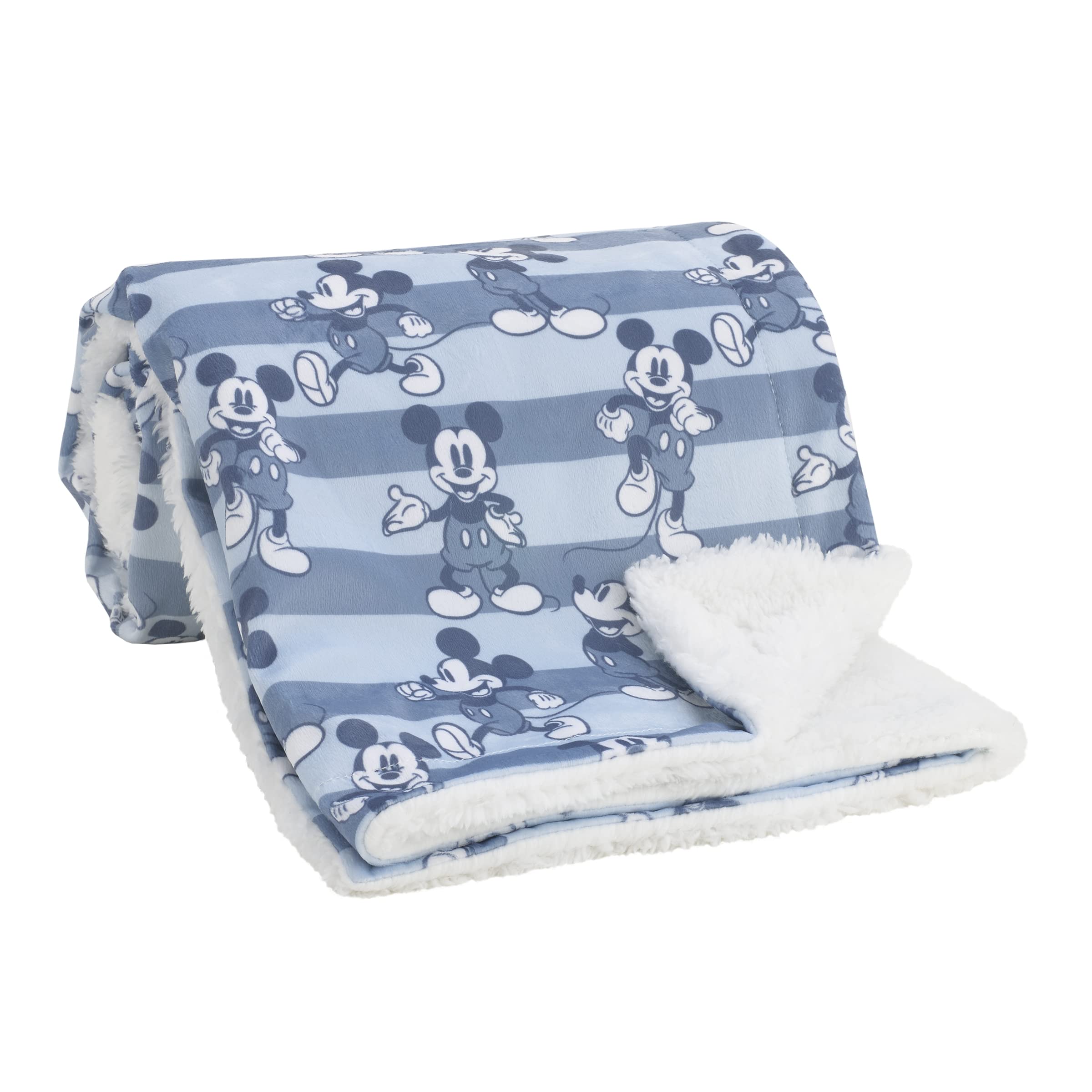 Manta Para Bebé Disney Mickey Mouse Con Rayas Azules, 75 X 100 Cm - Venta Internacional.