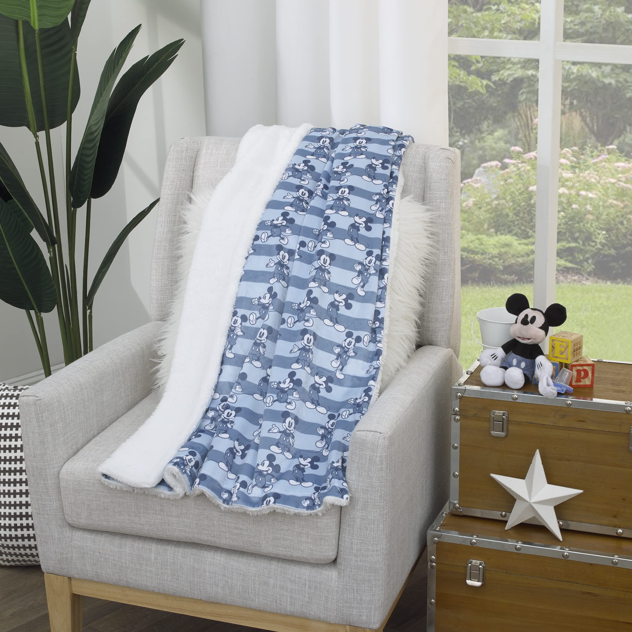 Foto 4 pulgar | Manta Para Bebé Disney Mickey Mouse Con Rayas Azules, 75 X 100 Cm - Venta Internacional.