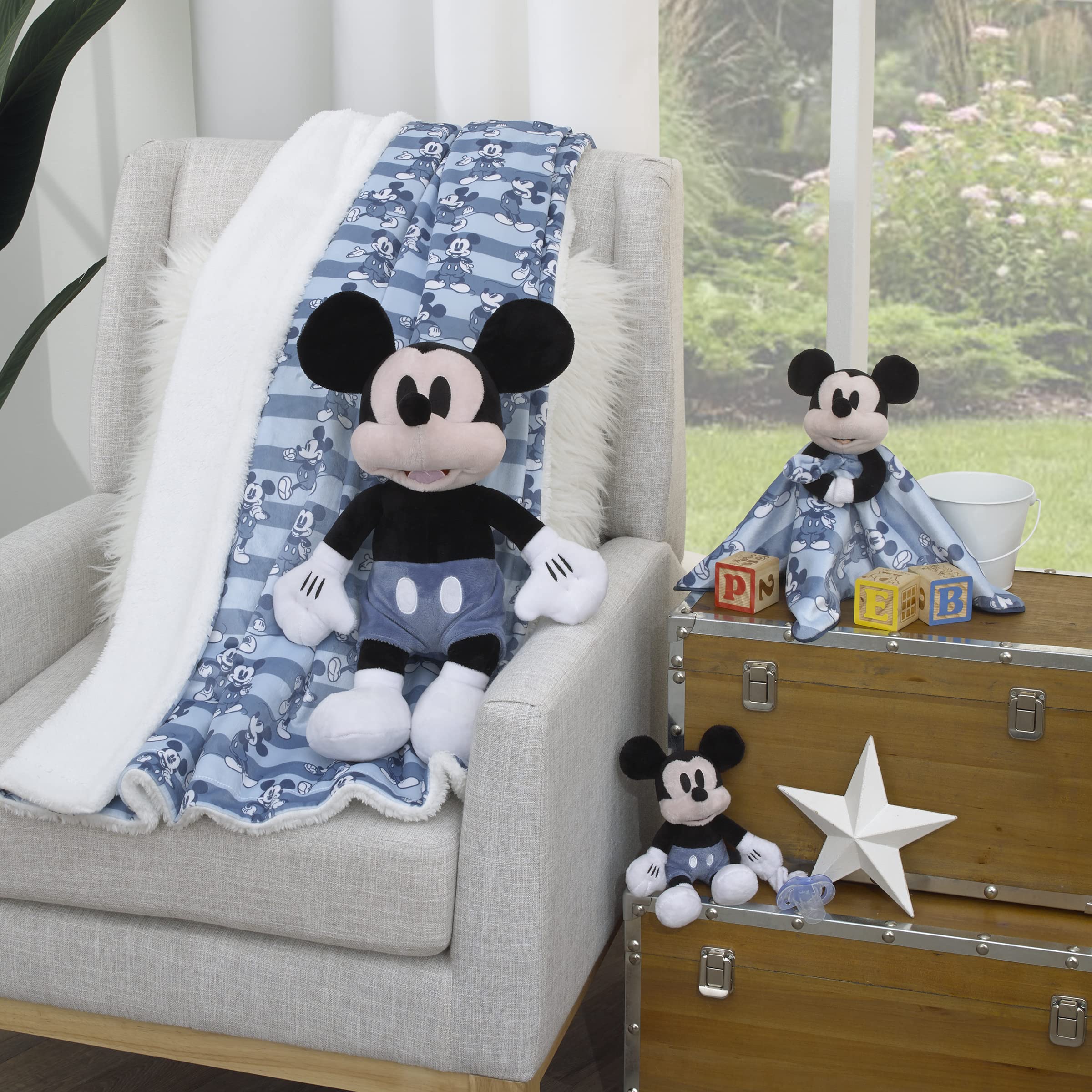 Foto 5 pulgar | Manta Para Bebé Disney Mickey Mouse Con Rayas Azules, 75 X 100 Cm - Venta Internacional.