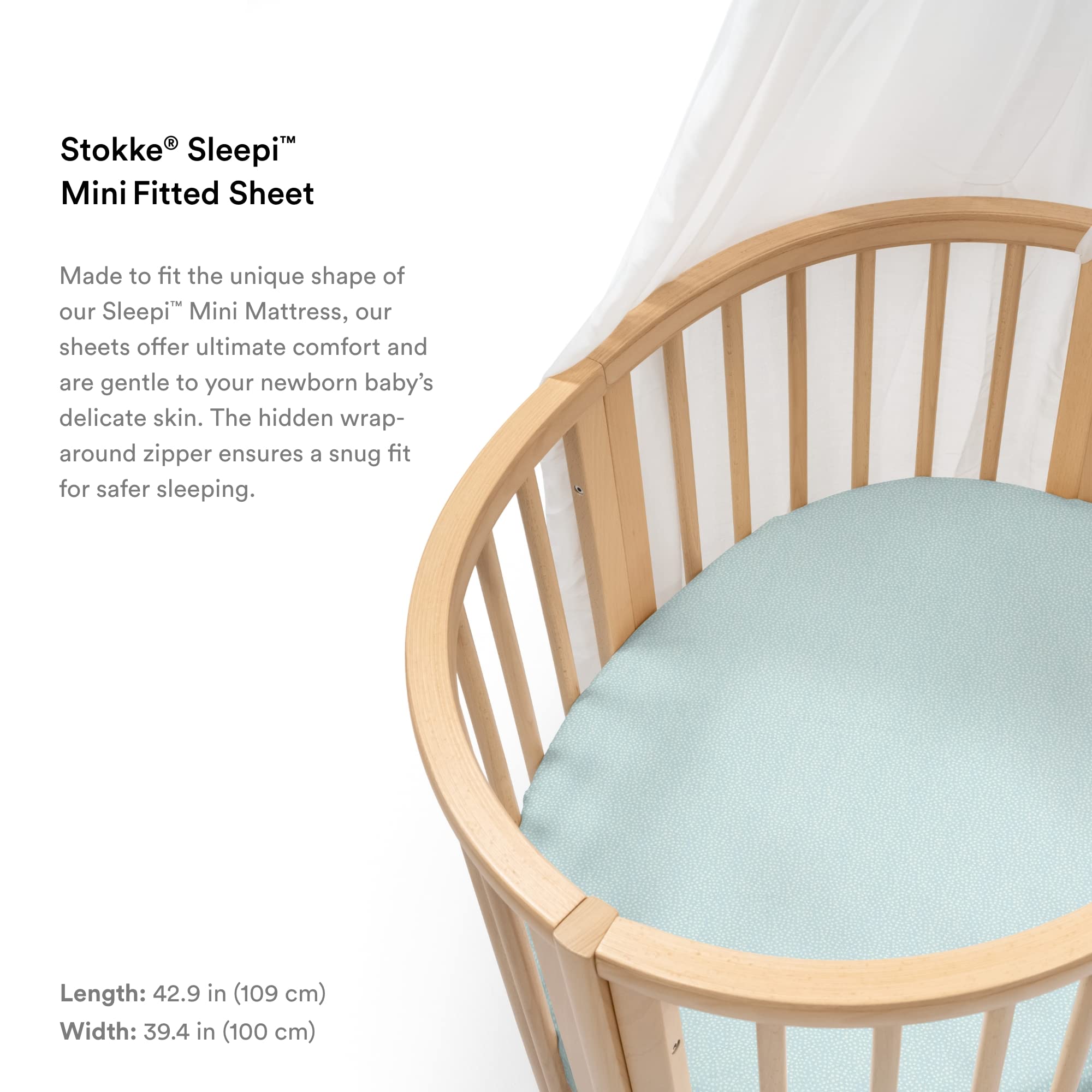 Foto 3 | Sábana Bajera Ajustable Stokke Sleepi Mini Dots Sage, 100% Algodón - Venta Internacional.