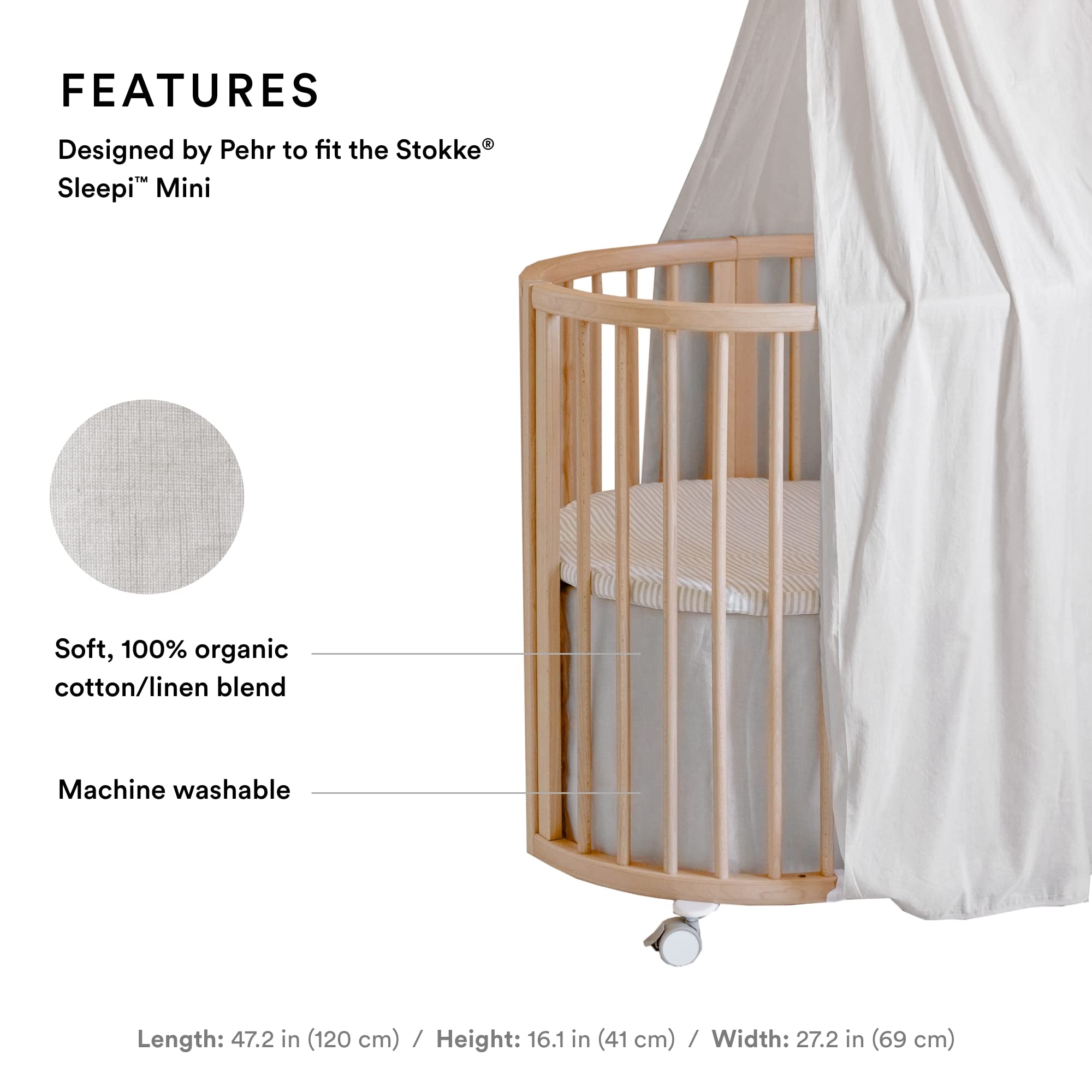 Foto 3 pulgar | Faldón De Cama Stokke Sleepi Mini Pehr V3 De Algodón Orgánico Suave, Gris - Venta Internacional.