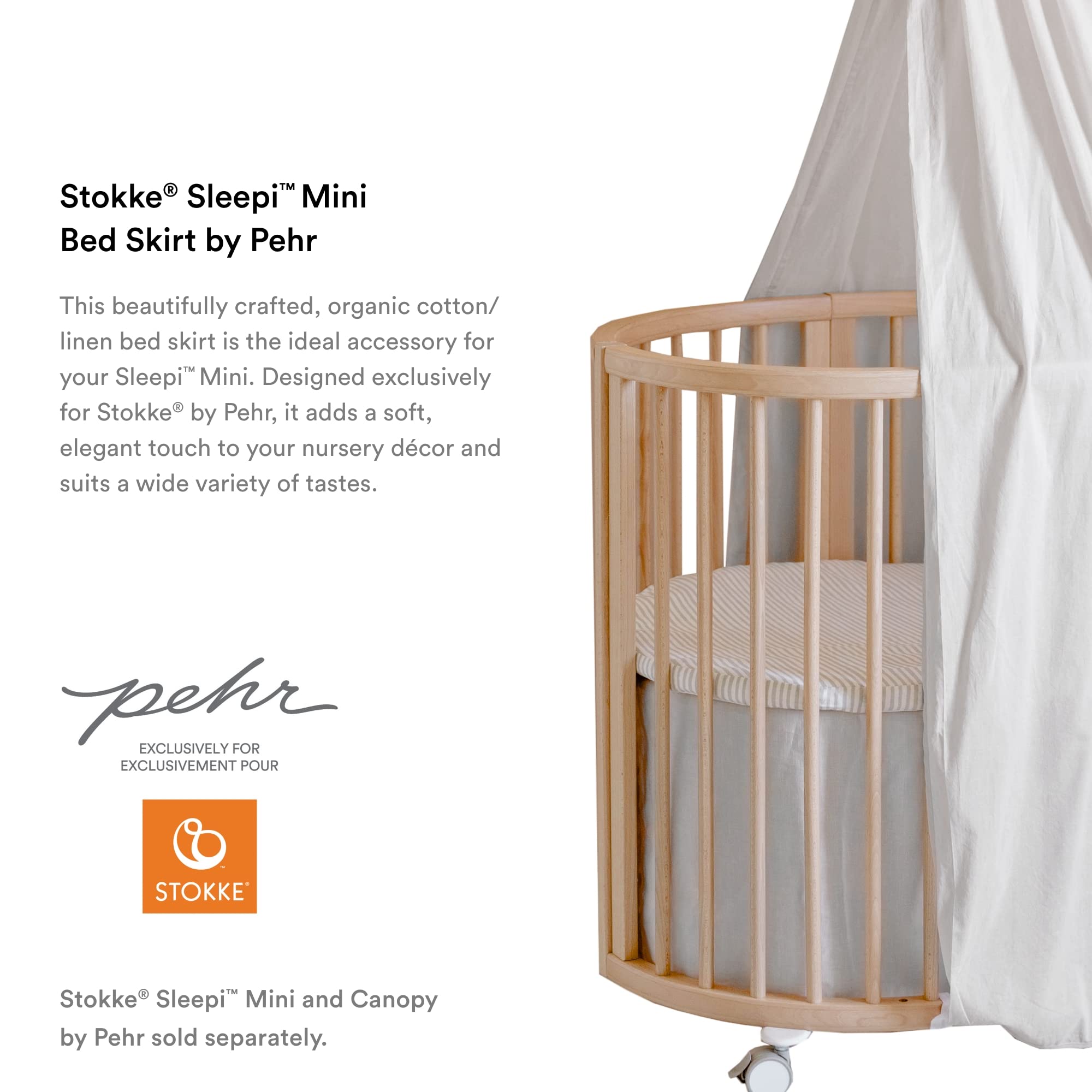 Foto 4 pulgar | Faldón De Cama Stokke Sleepi Mini Pehr V3 De Algodón Orgánico Suave, Gris - Venta Internacional.