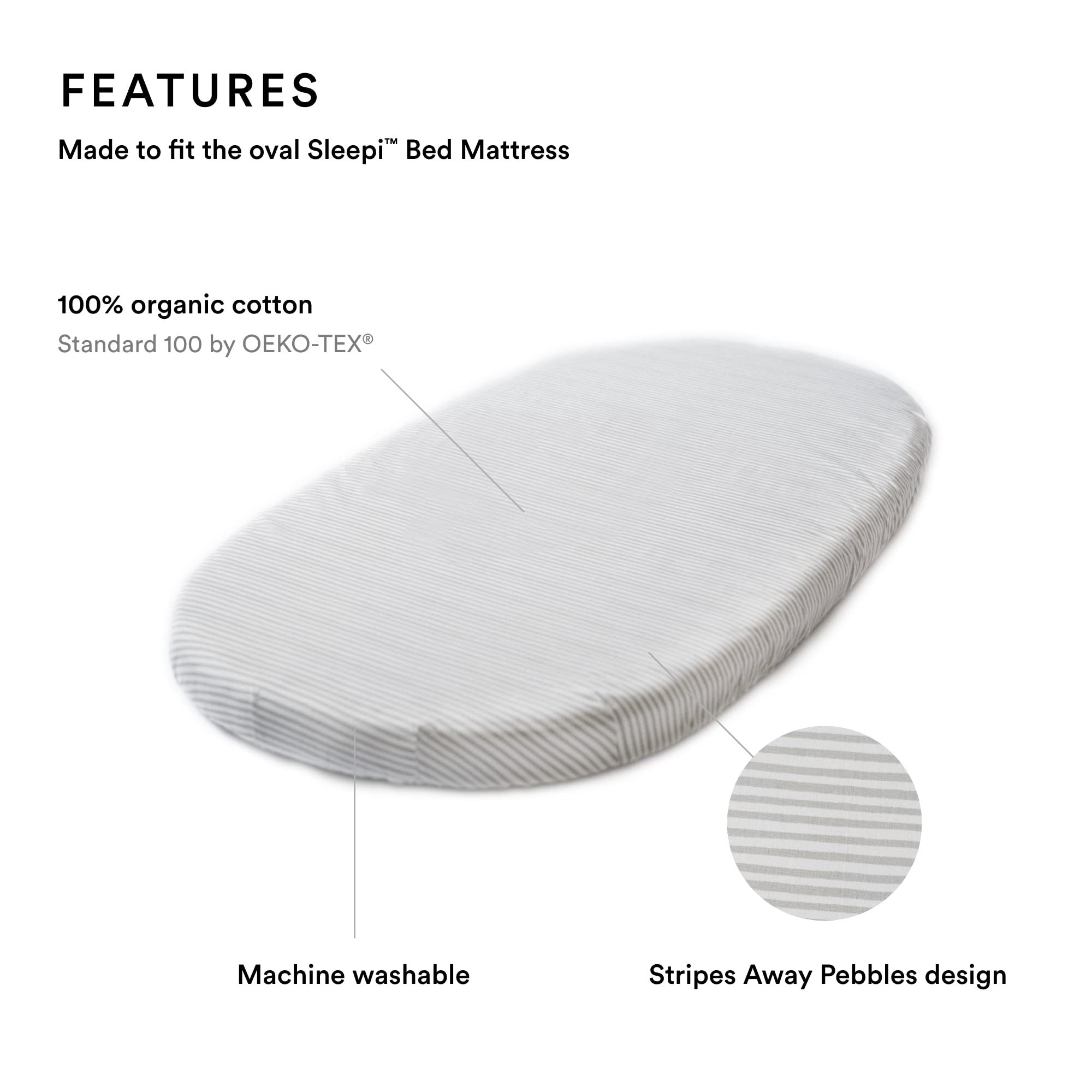 Foto 3 pulgar | Sábana Bajera Ajustable Stokke Sleepi Pehr Stripes Away Pebbles De Algodón - Venta Internacional.
