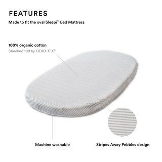 Foto 2 | Sábana Bajera Ajustable Stokke Sleepi Pehr Stripes Away Pebbles De Algodón - Venta Internacional.