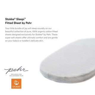 Foto 3 | Sábana Bajera Ajustable Stokke Sleepi Pehr Stripes Away Pebbles De Algodón - Venta Internacional.