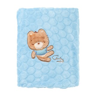 Foto 3 | Frazada Extrasuave Baby Mink Bm160 Azul Con Diseño Bordado (100 X 80 Cm)