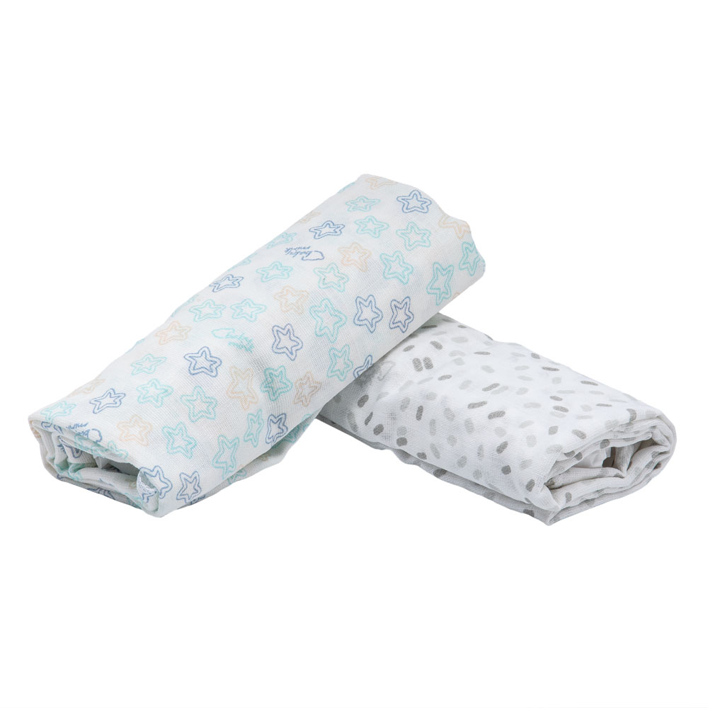 Foto 2 | Set De 2 Sábanas De Muselina Baby Mink Bm983 Azul Confeti