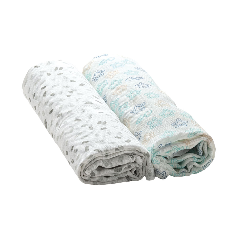 Foto 4 pulgar | Set De 2 Sábanas De Muselina Baby Mink Bm983 Azul Confeti