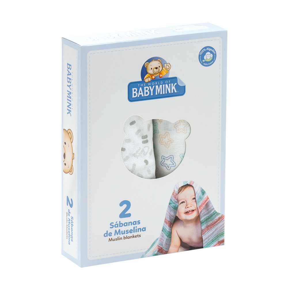 Foto 4 | Set De 2 Sábanas De Muselina Baby Mink Bm983 Azul Confeti