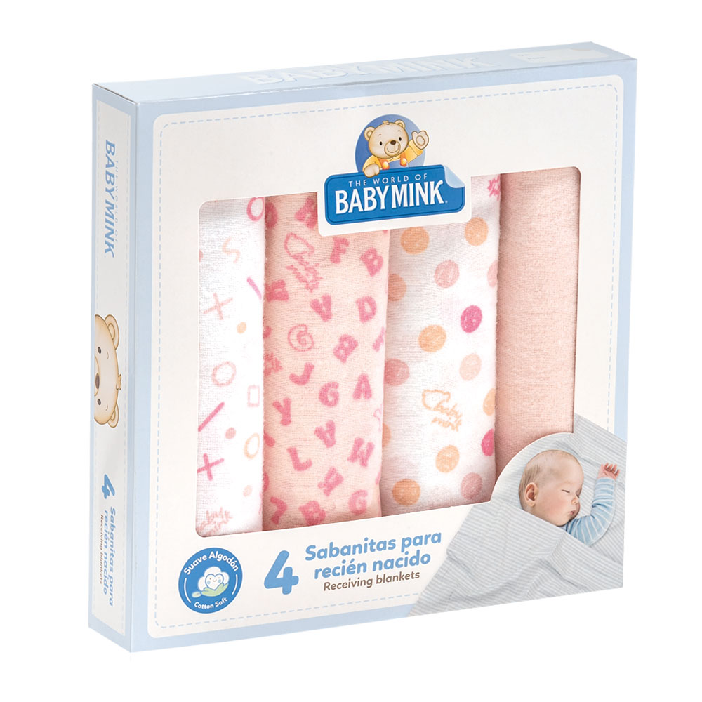 Foto 4 | Set De Sábanas Recien Nacido Baby Mink Bm305  Rosa (4 Piezas)