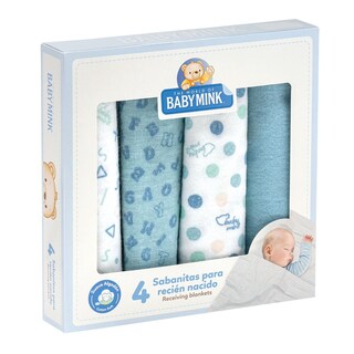 Foto 4 | Set De Sábanas Recien Nacido Baby Mink Bm305 Azul (4 Piezas)