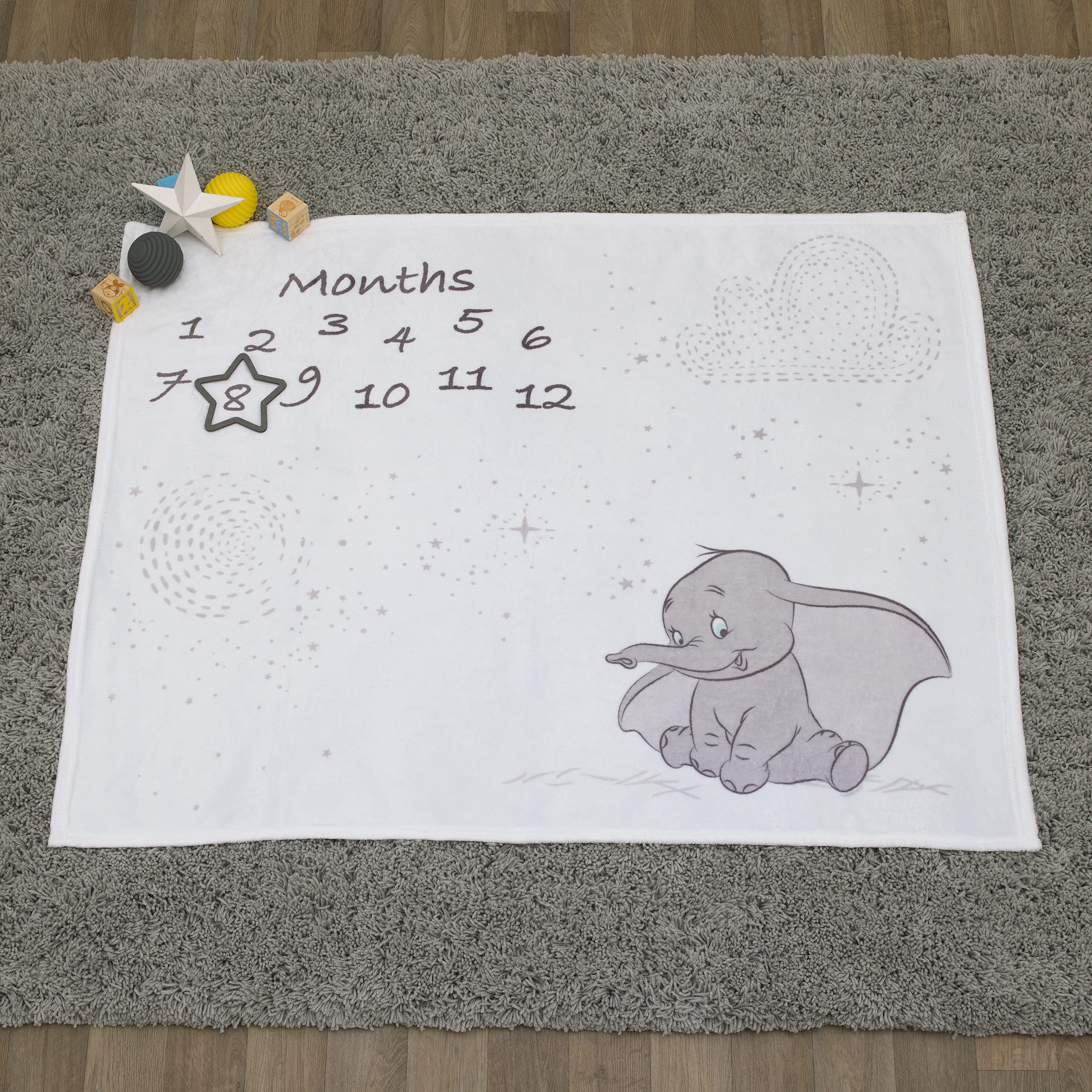 Foto 6 pulgar | Manta Para Bebé Disney Dumbo Super Soft Milestone Blanco/gris - Venta Internacional.