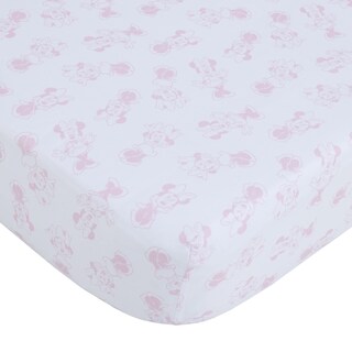 Foto 1 | Sábana Para Cuna Disney Minnie Mouse Be Happy Rosa Y Blanco - Venta Internacional.