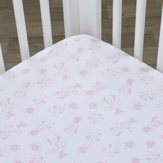 Foto 2 | Sábana Para Cuna Disney Minnie Mouse Be Happy Rosa Y Blanco - Venta Internacional.