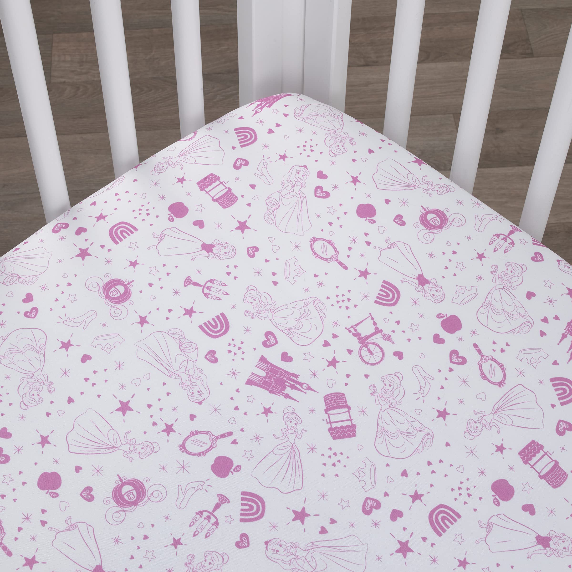 Foto 2 | Sábana Para Cuna Nojo Disney Princess Dare To Dream Rosa Y Blanco - Venta Internacional.