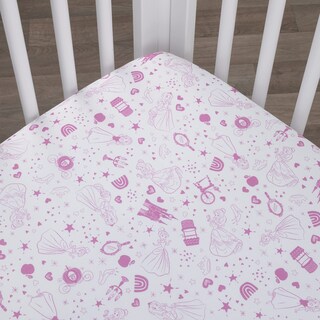 Foto 2 | Sábana Para Cuna Nojo Disney Princess Dare To Dream Rosa Y Blanco - Venta Internacional.