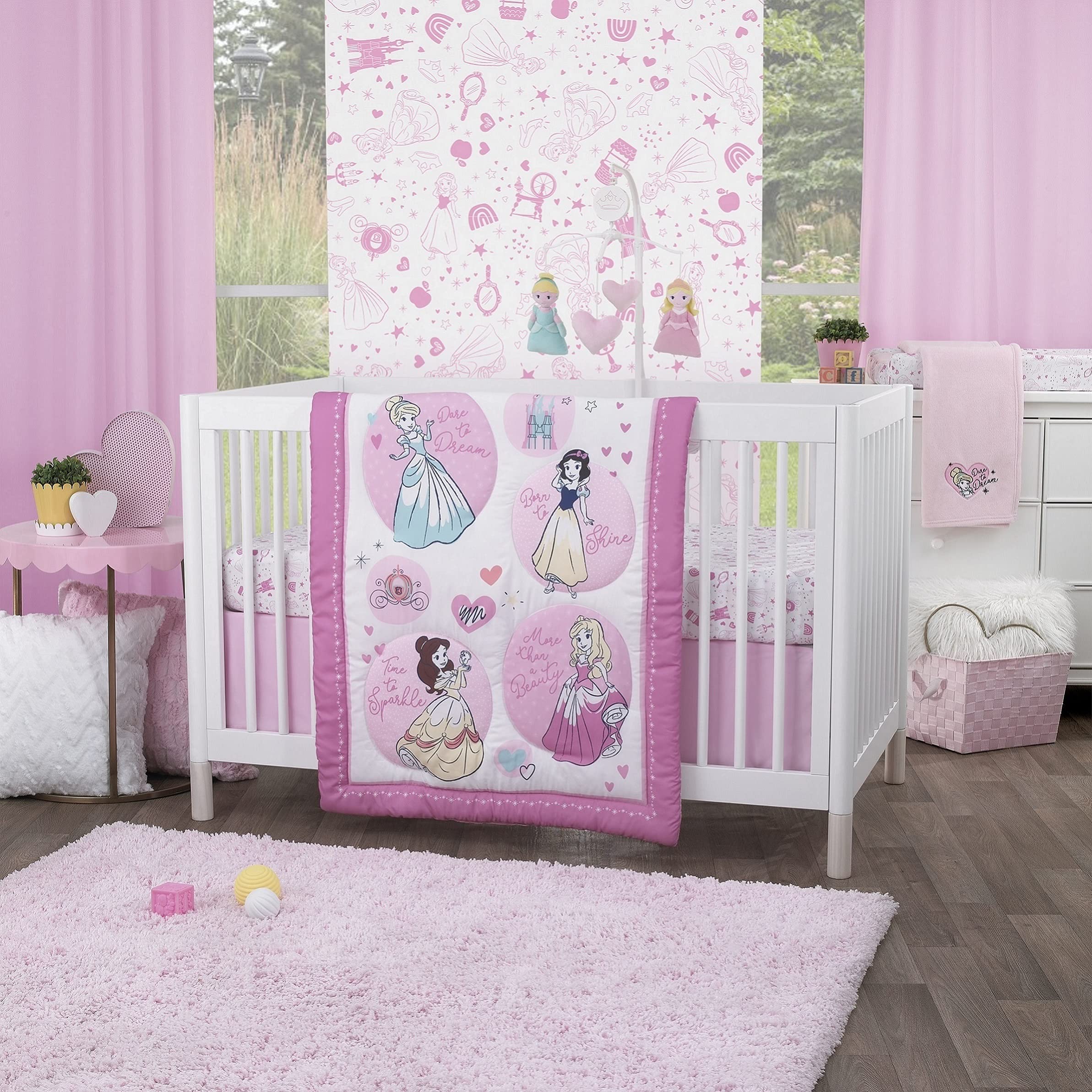 Foto 5 | Sábana Para Cuna Nojo Disney Princess Dare To Dream Rosa Y Blanco - Venta Internacional.