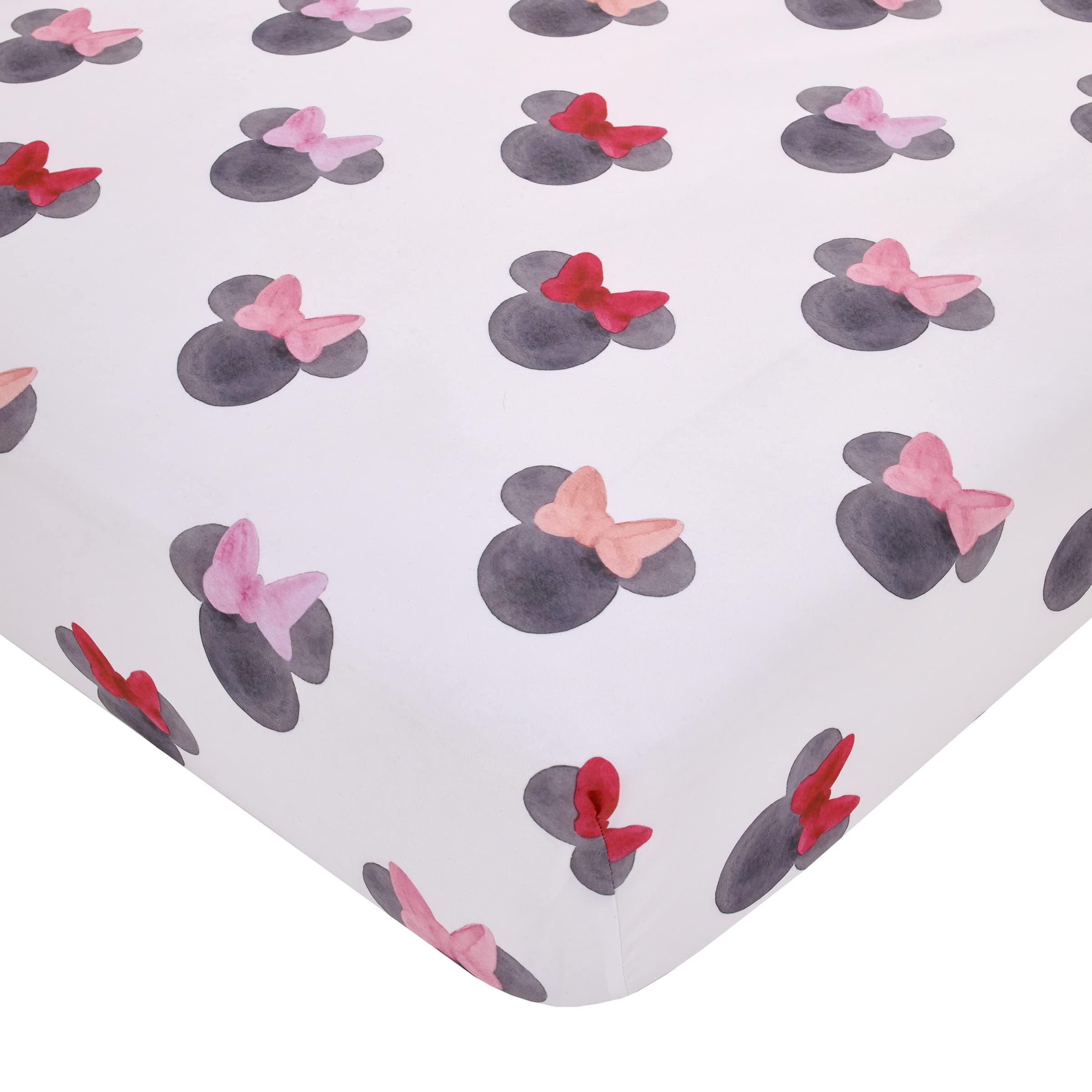 Sábana Para Cuna Disney Minnie Mouse Con Acuarela Minnie Ears - Venta Internacional.