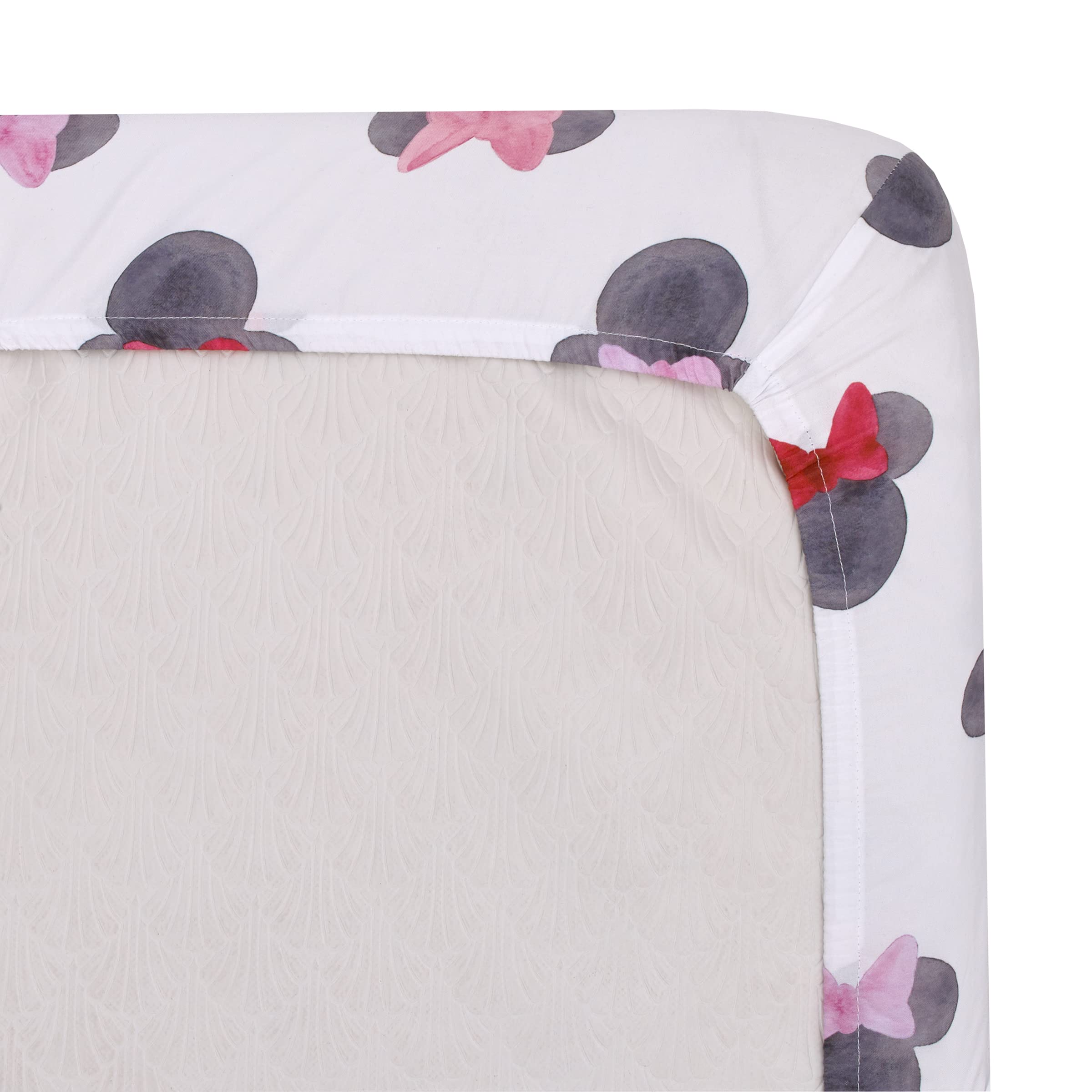 Foto 4 | Sábana Para Cuna Disney Minnie Mouse Con Acuarela Minnie Ears - Venta Internacional.