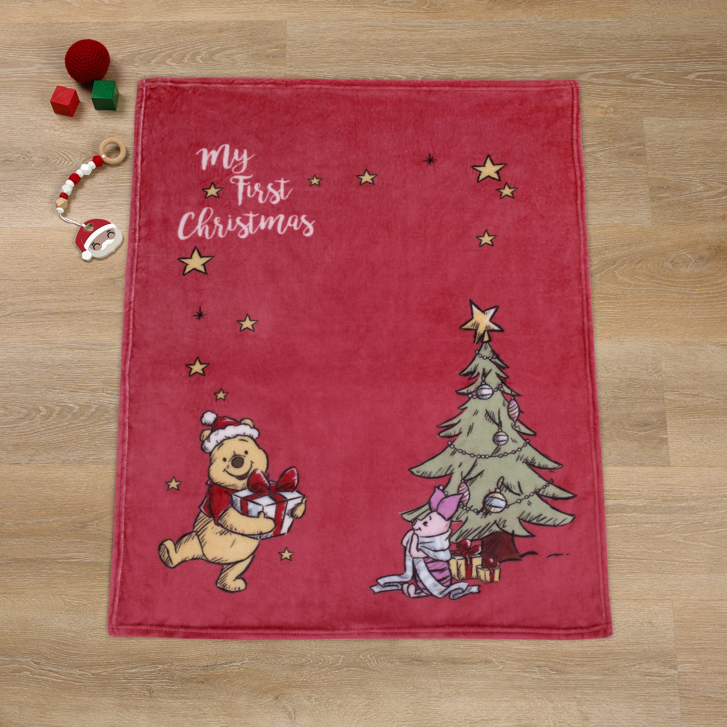 Foto 3 pulgar | Manta Para Bebé Disney Con Winnie The Pooh Y Piglet Christmas - Venta Internacional.