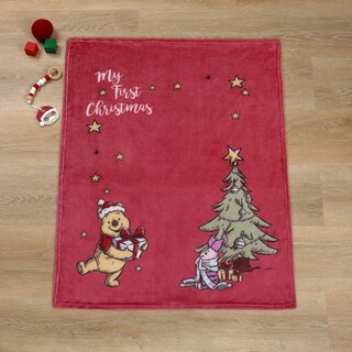 Foto 2 | Manta Para Bebé Disney Con Winnie The Pooh Y Piglet Christmas - Venta Internacional.