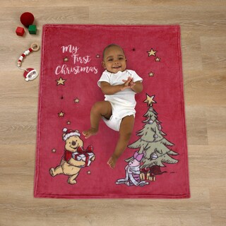 Foto 3 | Manta Para Bebé Disney Con Winnie The Pooh Y Piglet Christmas - Venta Internacional.