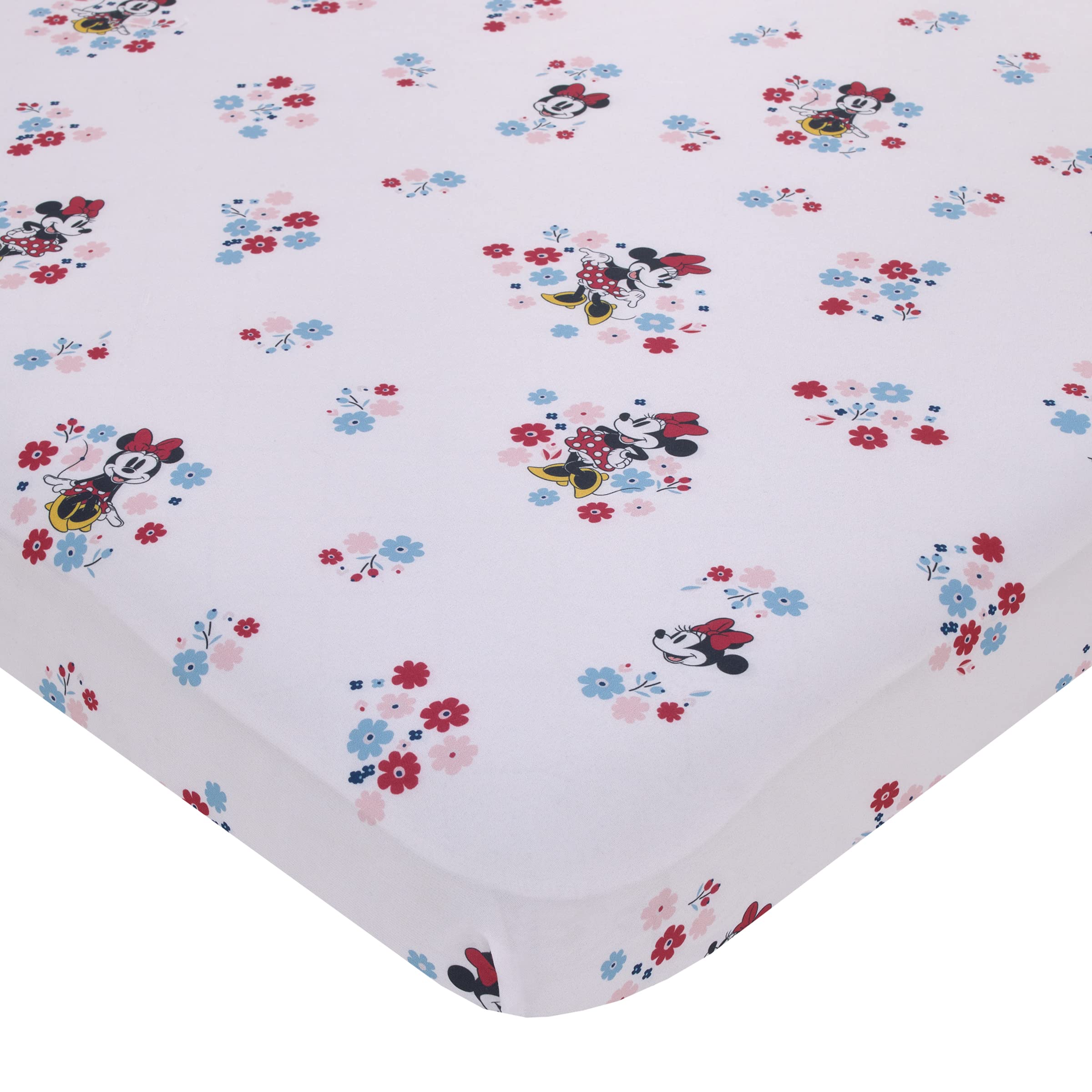 Sábana Para Cuna Disney Minnie Mouse Small Town, Minicuna Con Estampado Floral - Venta Internacional.