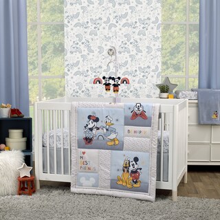 Foto 5 | Sábana Para Cuna Disney Mickey And Friends Gris Y Blanca - Venta Internacional.