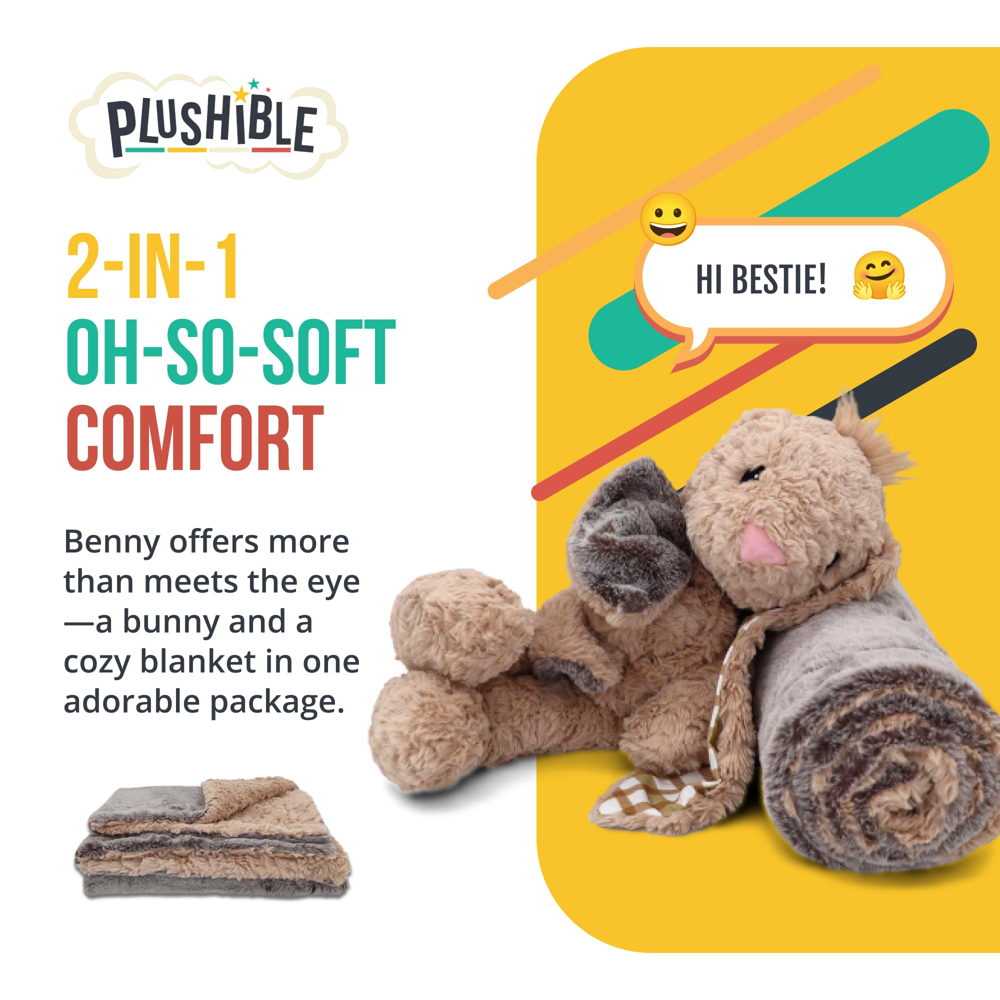 Foto 7 pulgar | Manta De Peluche Plushible Bridging Miles Benny Bunny - Venta Internacional.