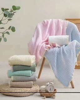 Foto 3 | Manta De Bebé De Muselina Baby Room, Color Aqua, Versátil De 3 Capas De Gasa De Algodón.