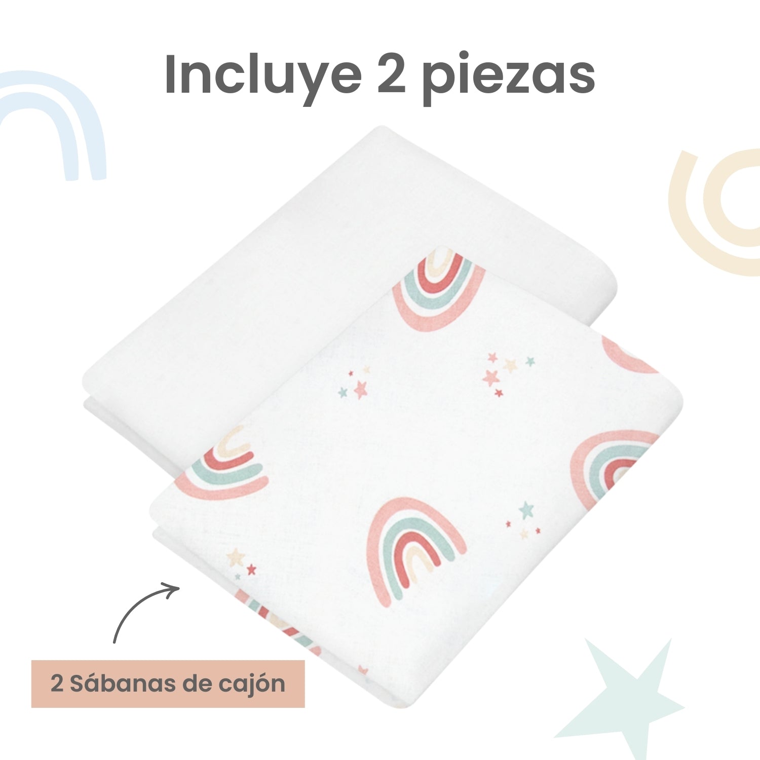 Foto 4 pulgar | Set 2 Sábanas De Cajón Nap Baby Para Colecho 70x100cm - Arcoiris Love