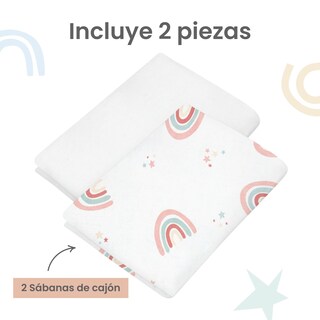 Foto 3 | Set 2 Sábanas De Cajón Nap Baby Para Colecho 70x100cm - Arcoiris Love