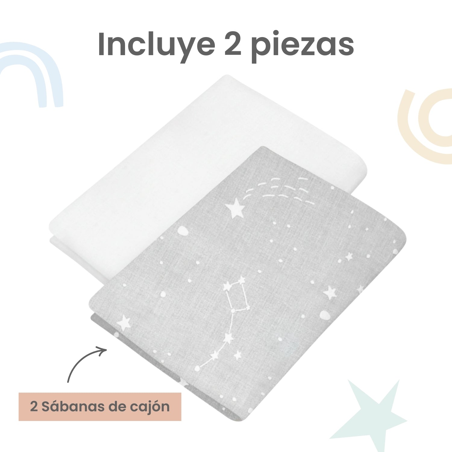 Foto 4 pulgar | Set 2 Sábanas De Cajón Nap Baby Para Colecho 70x100cm - Constelaciones