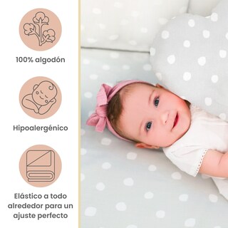 Foto 2 | Set 2 Sábanas De Cajón Nap Baby Para Cama Cuna 95x140cm - Lunares