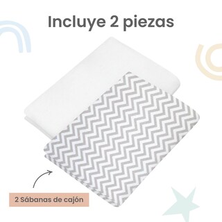 Foto 3 | Set 2 Sábanas De Cajón Nap Baby Para Mini Colecho 50x90cm - Chevron Gris