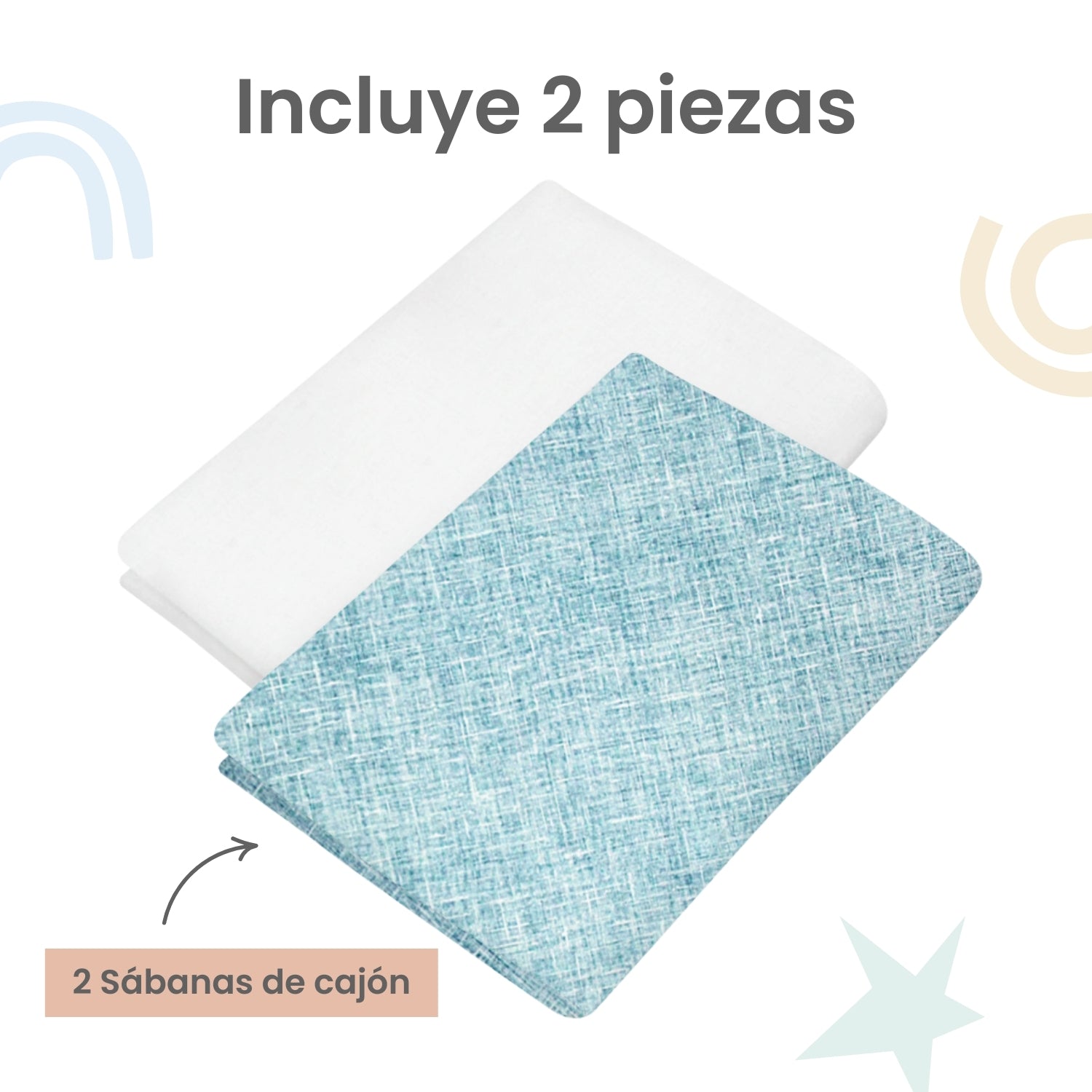 Foto 4 pulgar | Set 2 Sábanas De Cajón Nap Baby Para Colecho 70x100cm - Azul Mar